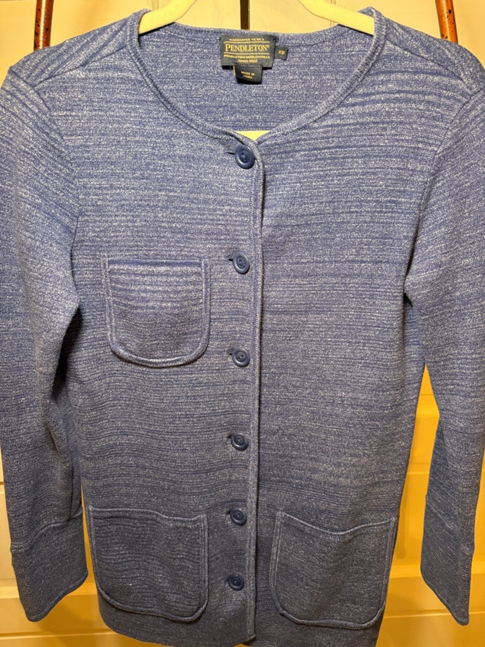 Pendleton Blue Knit Cardigan Crewneck Button Front Classic XS